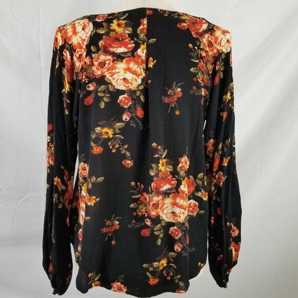 Love Riche Black & Multi Color Floral Tie Front Metal Buttons Good! Size S - Picture 4 of 13